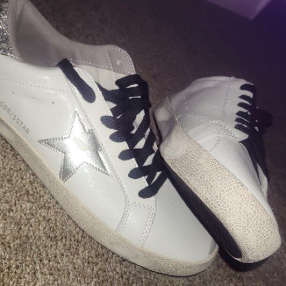 Golden Goose White Sneakers with Silver Star